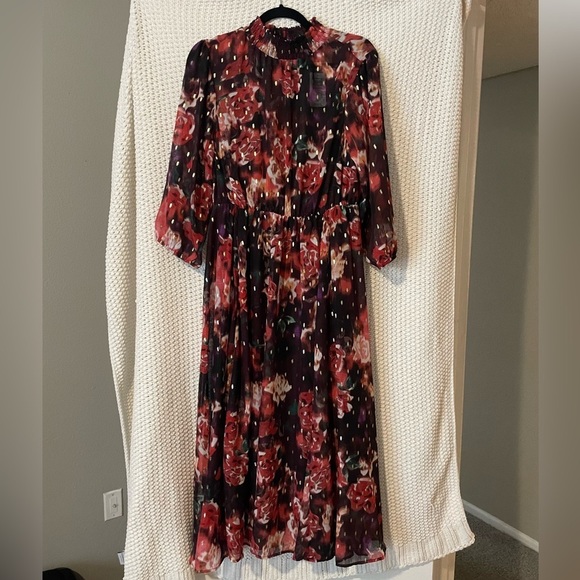 Torrid Floral Chiffon Mock Neck Midi Dress (plus size; size 0) - Picture 5 of 14